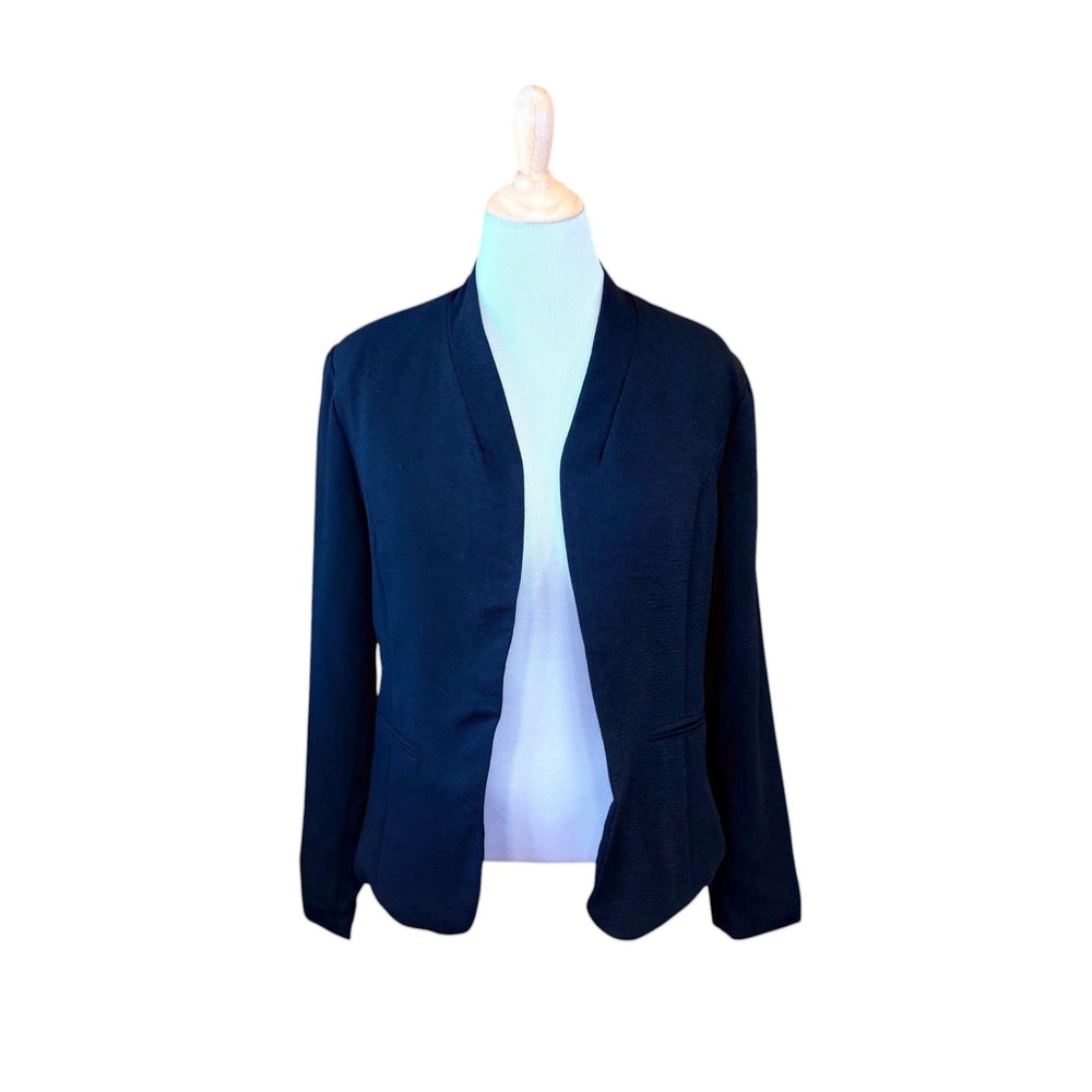 Haute Fox Black Open Front Blazer Lined Faux Pockets CD1125-J 3X